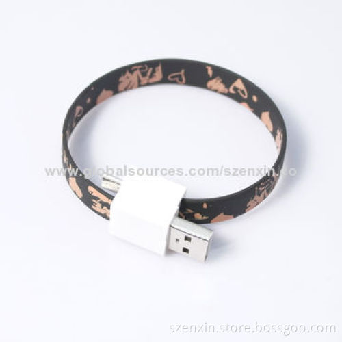 Magnetic charging and data transmission bracelet USB cable for micro USB